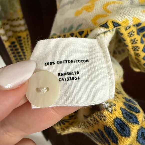 SPARROW | Anthropologie Yellow and Blue Floral Lightweight Cardigan | Large - Picture 6 of 6